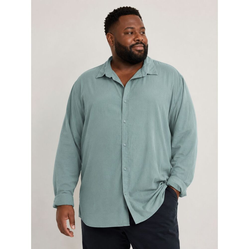 Men's Relaxed Button-Up Shirt in Sage Green size 4XL